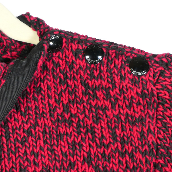 Chaps Pullover Sweater Womens Petite Large Red Black Chunky Knit Cozy Chic Bold - Picture 3 of 10